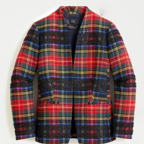 J. Crew Going Out Lurex Stewart Tartan Blazer 8